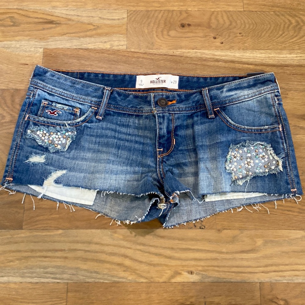 Hollister jeans shorts with rhinestones embellishment